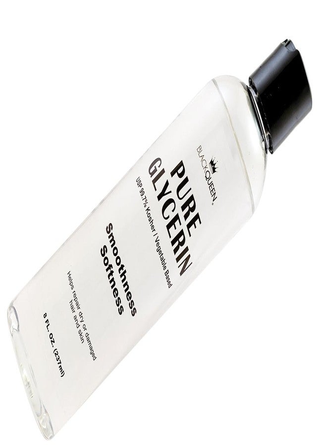 بلاك كوين جلسرين نباتي نقي 100% من بلاك كوين - درجة USP و كوشير، صنع في الولايات المتحدة الأمريكية - مرطب للشعر والبشرة للشعر من النوع 4C والبشرة الجافة ومستحضرات التجميل المنزلية (8 أونصة (عبوة من قطعتين)) - Image 1